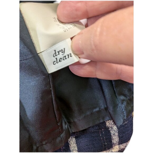 VTG Pendleton Women's Plaid 100% Virgin Wool Blazer Jacket Size 12 Navy & Cream - Picture 3 of 11